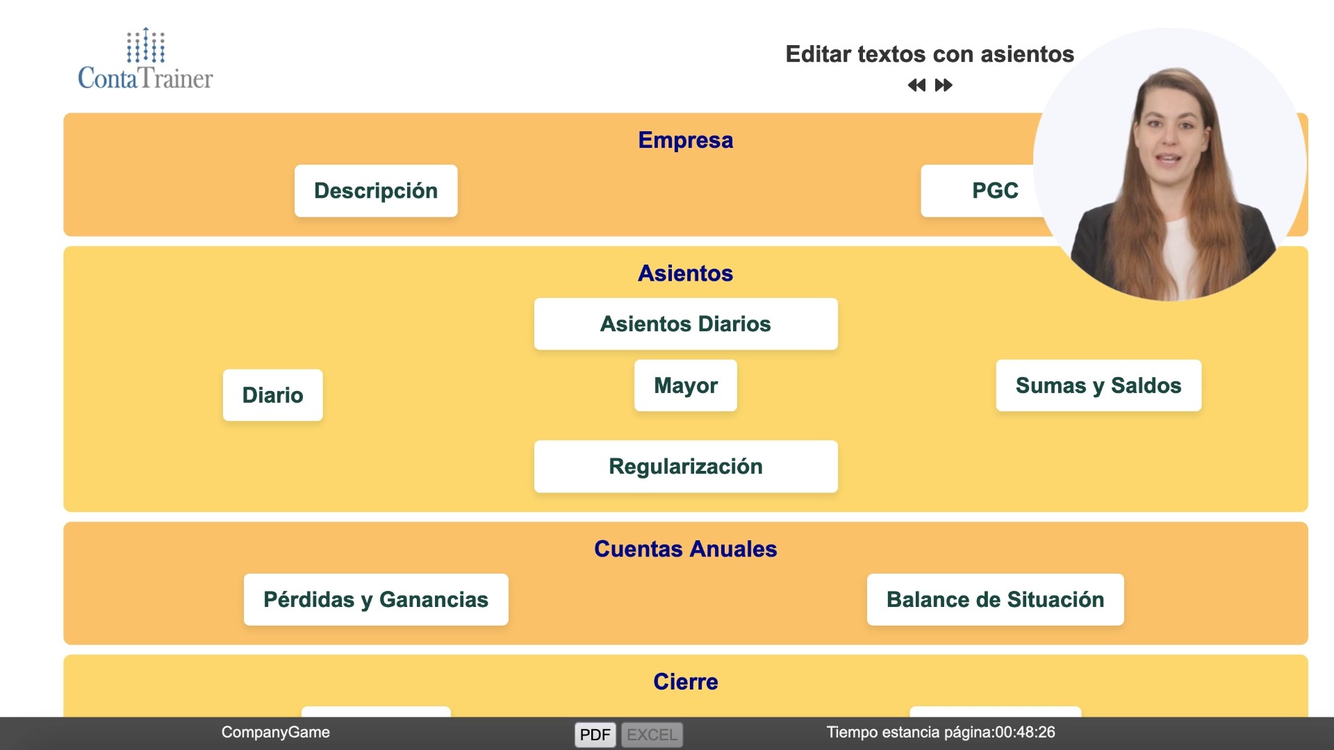 Actividades — Menú principal