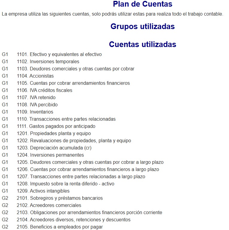 La Empresa — Plan de Cuentas